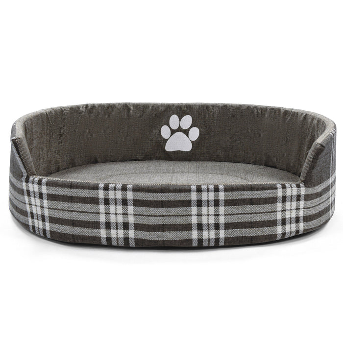 Luxury Natural Check Round Pet Bed Nest