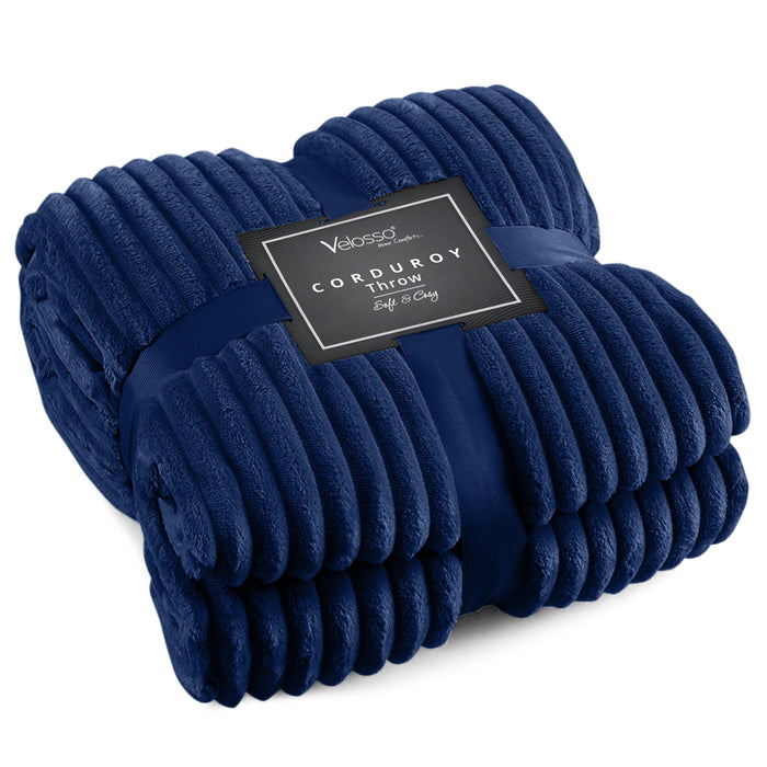 Corduroy Plush Navy Blanket