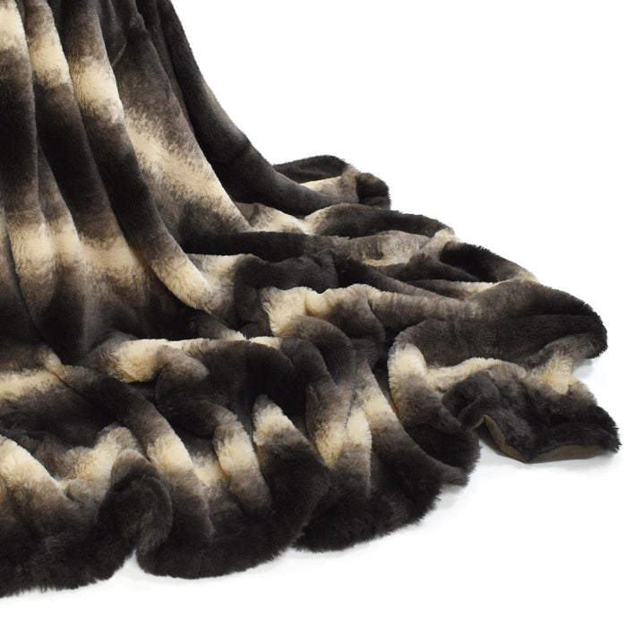 Luxury Nebraska Brown Faux Animal Fur Throw