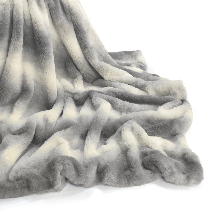 Luxury Nebraska Grey Faux Animal Fur Throw