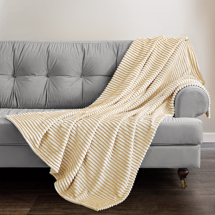 Corduroy Plush Printed Ochre Blanket