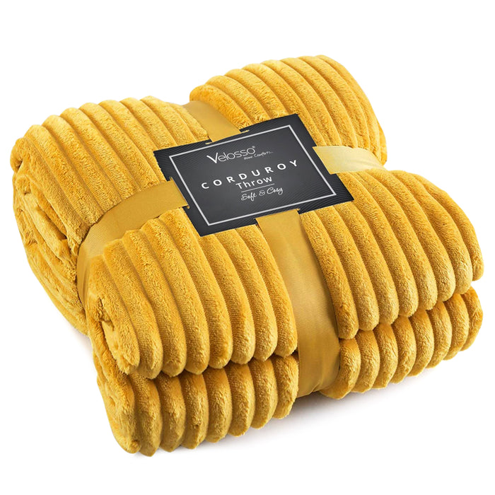Corduroy Plush Ochre Blanket