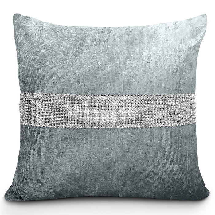 Ombre Crushed Velvet Diamante Grey Cushion Cover