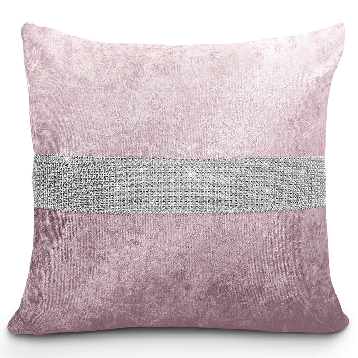 Ombre Crushed Velvet Diamante Pink Cushion Cover