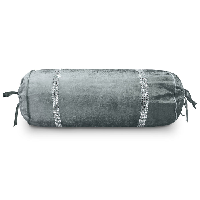Luxury Grey Ombre Crushed Velvet Diamante Neckroll