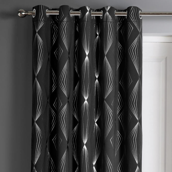 Onyx Black Blackout Eyelet Door Curtain