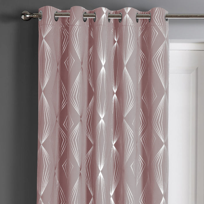 Onyx Blush Pink Blackout Eyelet Door Curtain