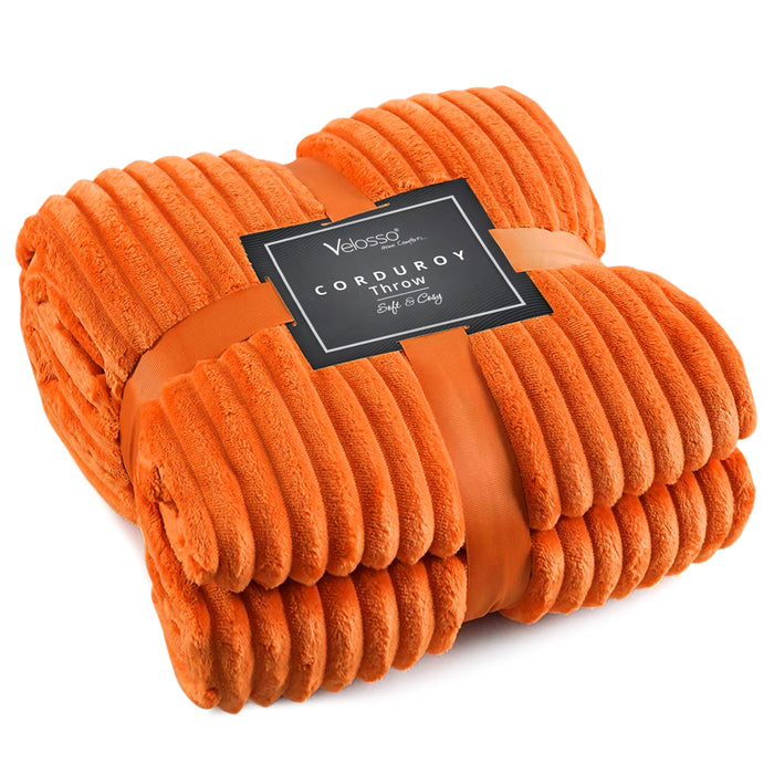 Corduroy Plush Orange Blanket
