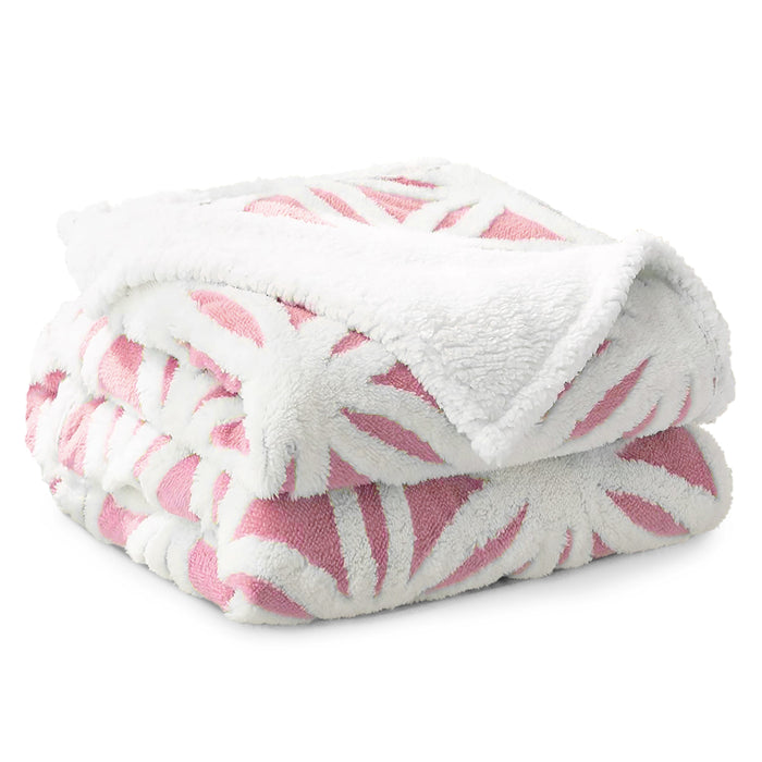 Coral Pink Tufted Orbit Sherpa Fleece Throw Blanket