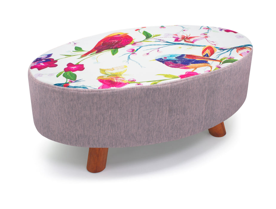 Oriental Birds Oval Footstool