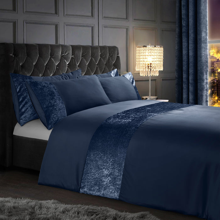 Orleans Navy Blue Duvet Cover & Pillowcase Set