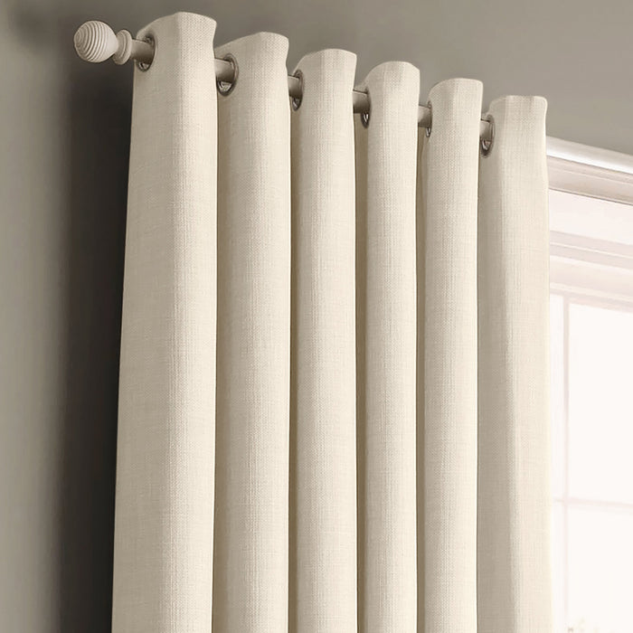 Panama Ivory Ready Made Cotton Eyelet Curtains