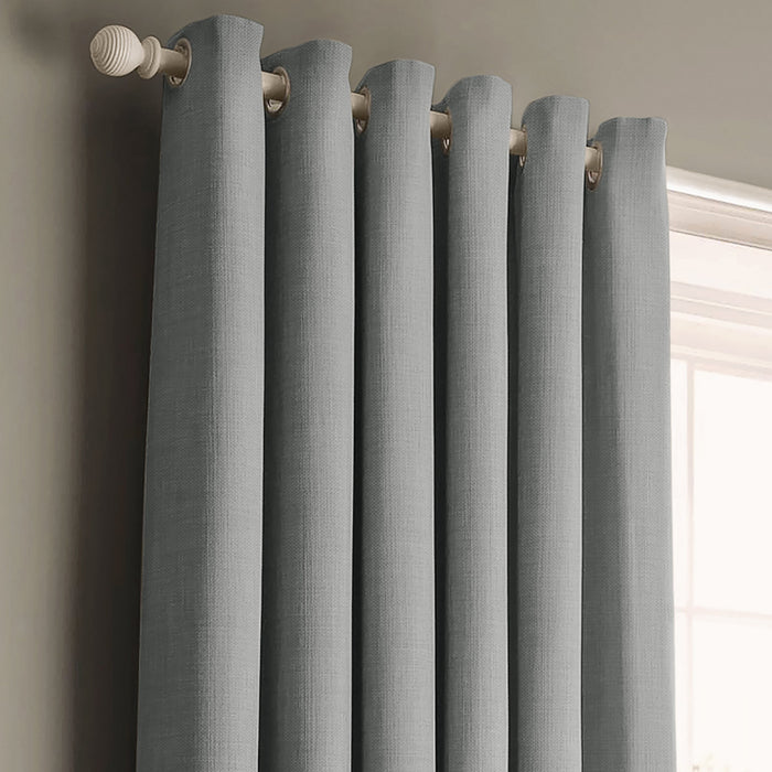 Panama Grey Ready Made Cotton Eyelet Curtains