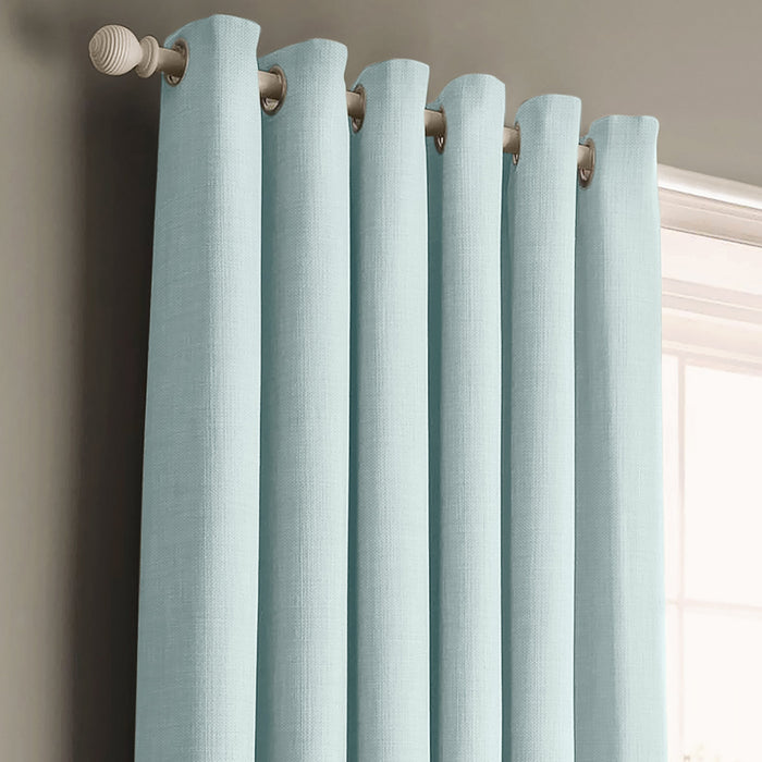 Panama Duck Egg Ready Made Cotton Eyelet Curtains
