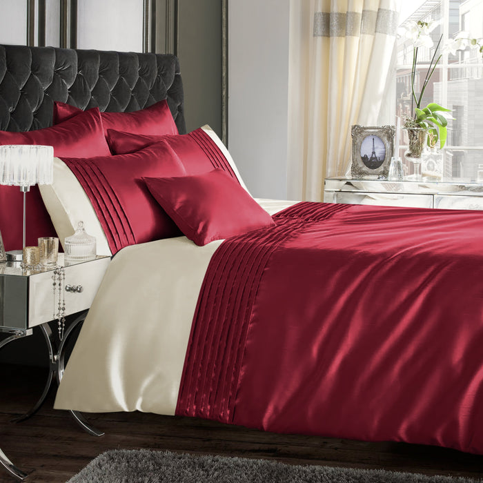 Perez Faux Silk Burgundy Duvet Cover & Pillowcase Set