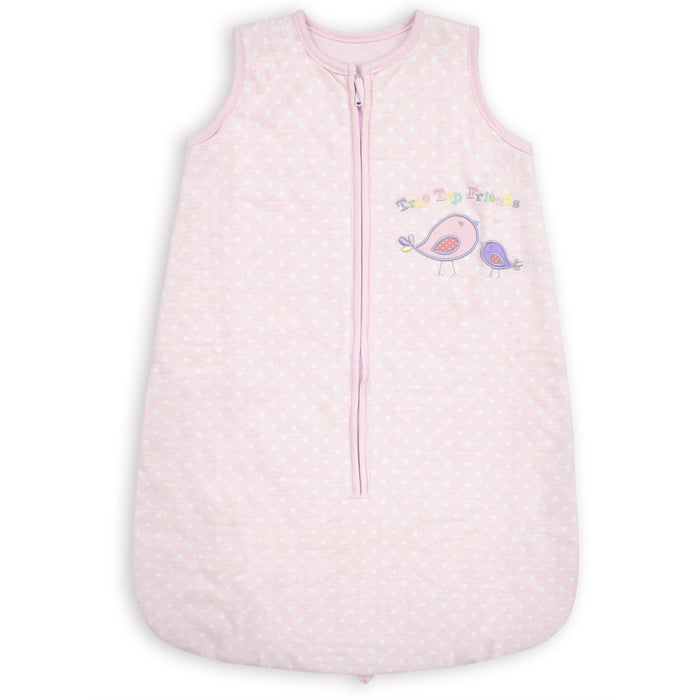 Nursery Pink Embroidery Bird Baby Sleeping Bag