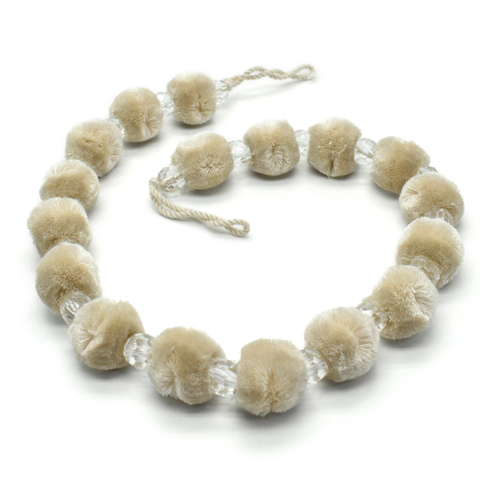 Luxury Pom Pom Crystal Cream Curtain Tieback