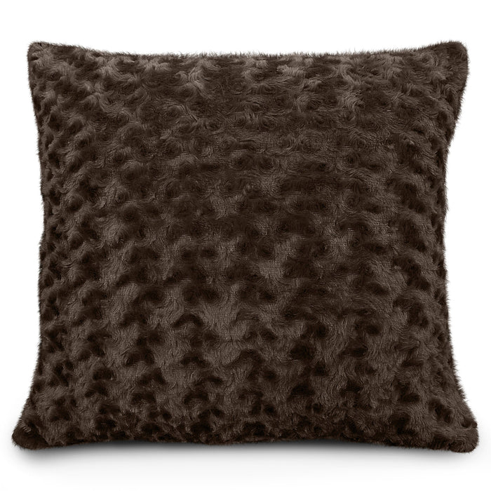 Posy Chocolate Faux Fur Cushion Cover