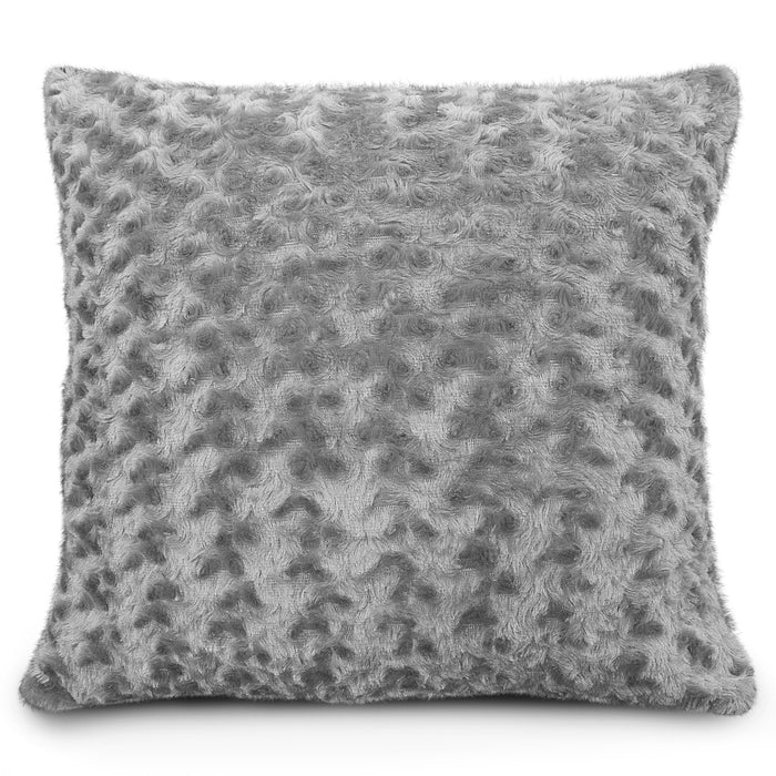 Posy Faux Fur Silver Cushion Cover