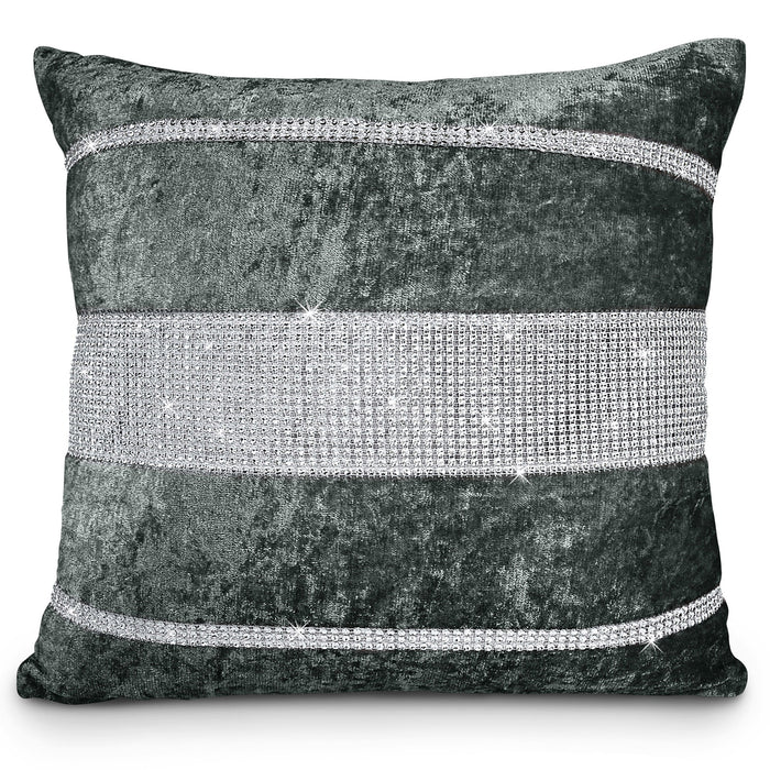 Rienzo Charcoal Crushed Velvet Diamante Cushion Cover