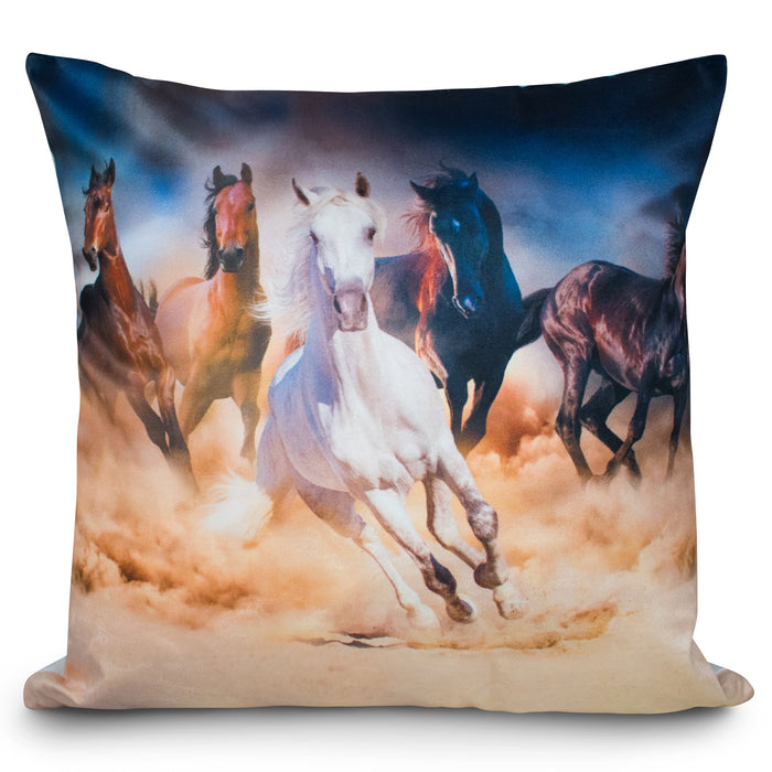 Running Horses Printed Cushion Cover