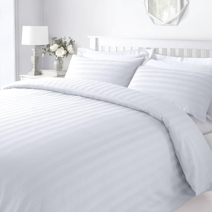 Hotel Stripe White Duvet Cover