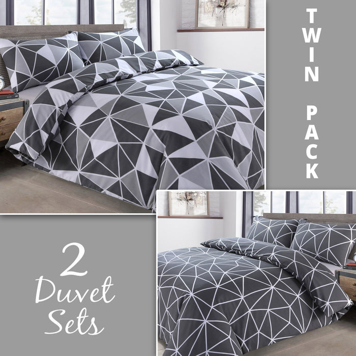 Saxton Grey Twin Pack Duvet Covers