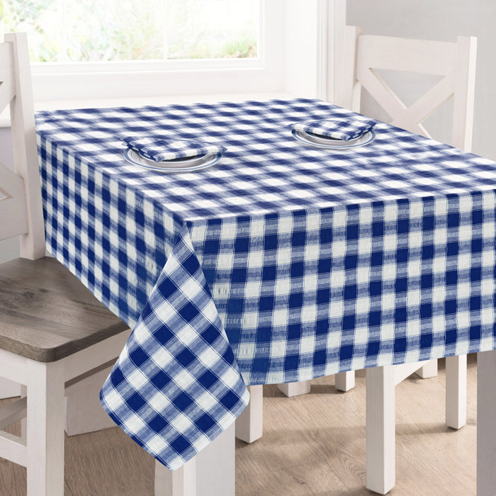 Luxury Seersucker Blue Tablecloth