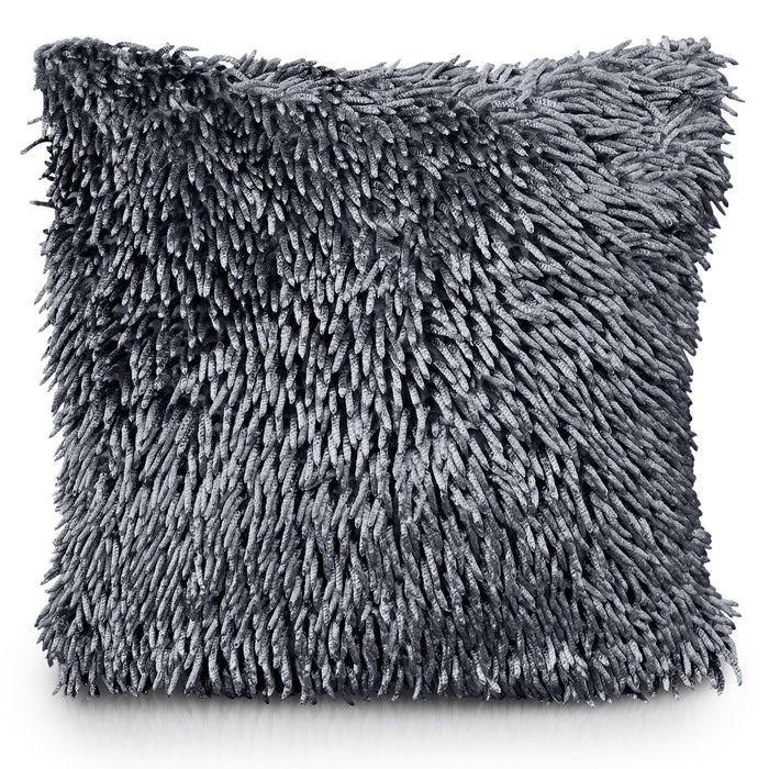 Charcoal Shaggy Chenille Cushion Cover