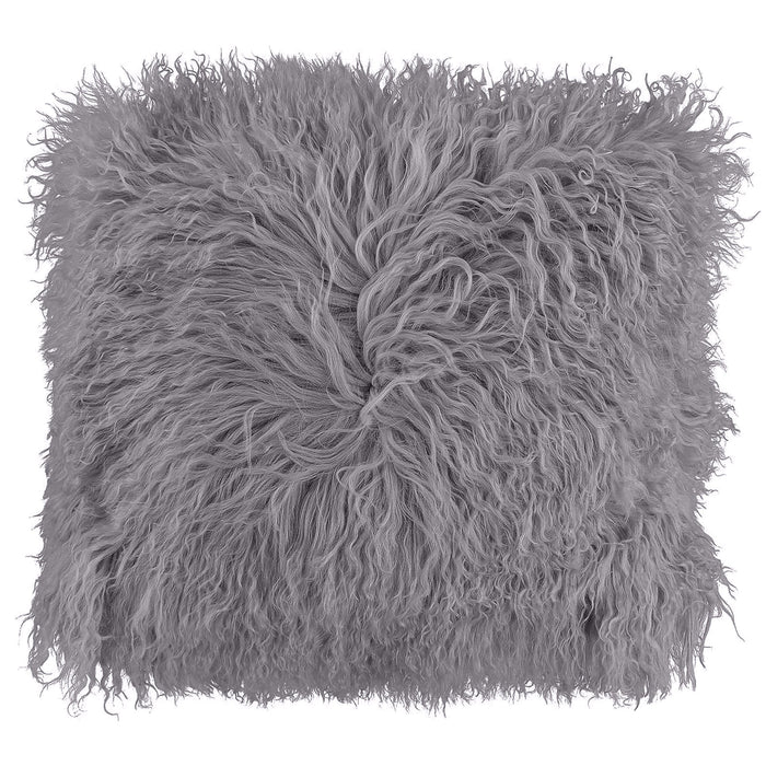 Mongolian Silver Shaggy Cushion Cover