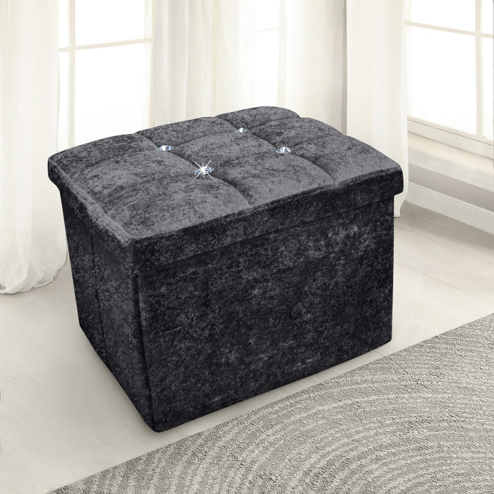 Crushed Velvet Storage Box Charcoal
