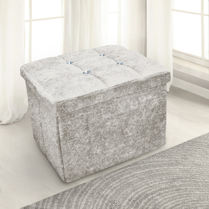 Crushed Velvet Storage Box Cream