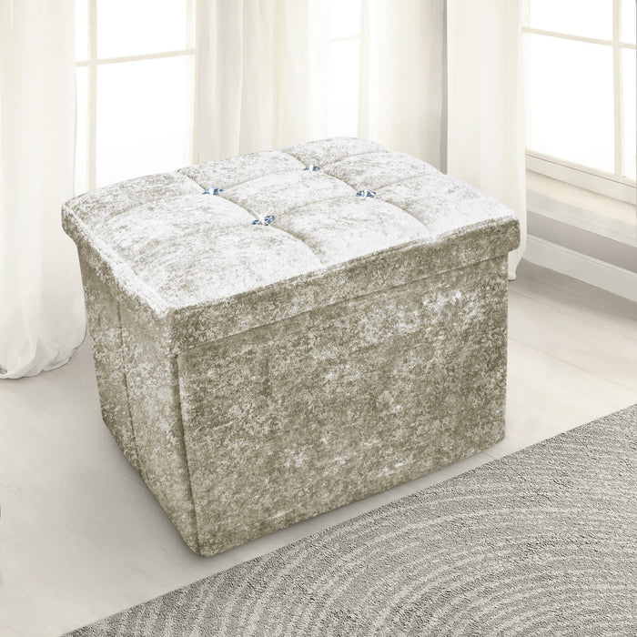 Crushed Velvet Storage Box Natural