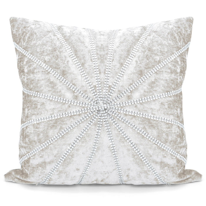 Crushed Velvet Diamante Starburst Cream Cushion Cover