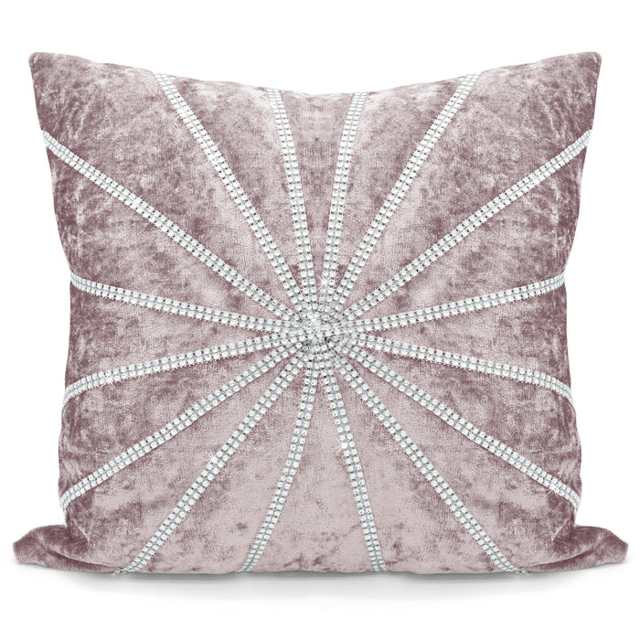 Crushed Velvet Diamante Starburst Blush Pink Cushion Cover