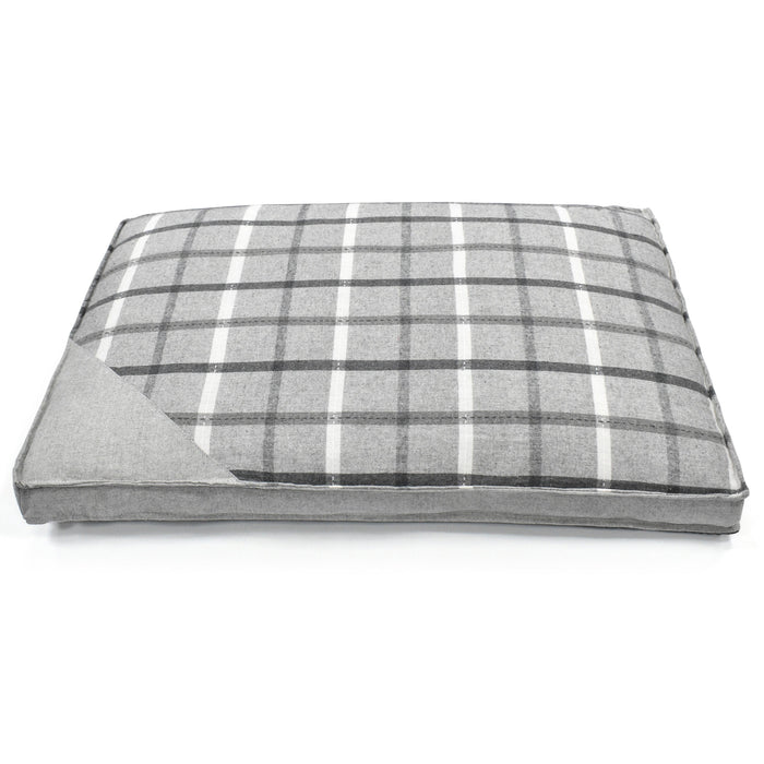 Check Stripe Lounger Pet Bed Soft Grey