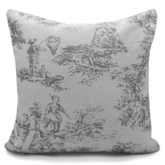 Toile Grey Tapestry Cushion Cover