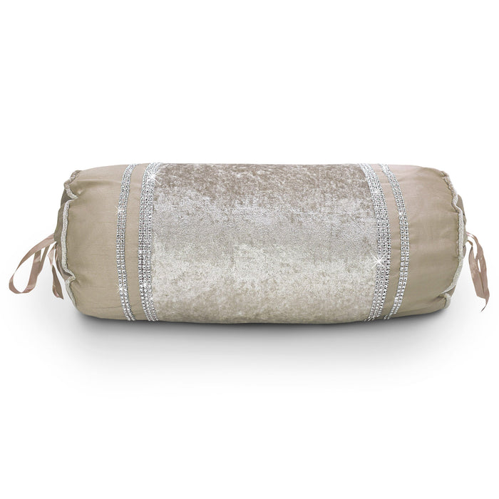 Luxury Topaz Crushed Velvet Diamante Natural Neckroll
