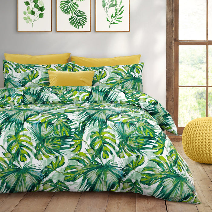 Tropical Leaf Green Duvet Cover & Pillowcase Set