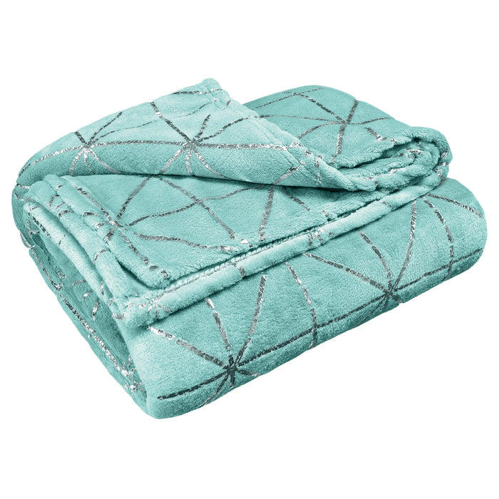 Vera Luxury Geometric Duck Egg Throw Over Blanket