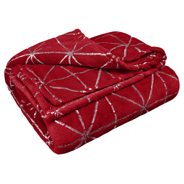 Vera Luxury Geometric Red Throw Over Blanket