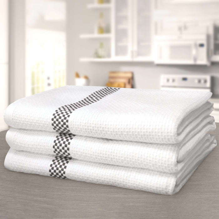 Luxury Waffle Check Tea Towel Black