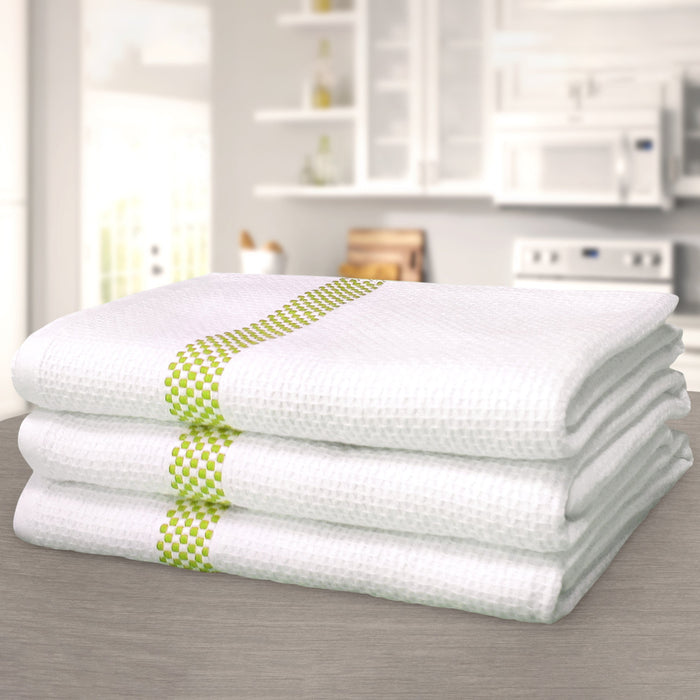 Luxury Waffle Lime Green Check Tea Towel