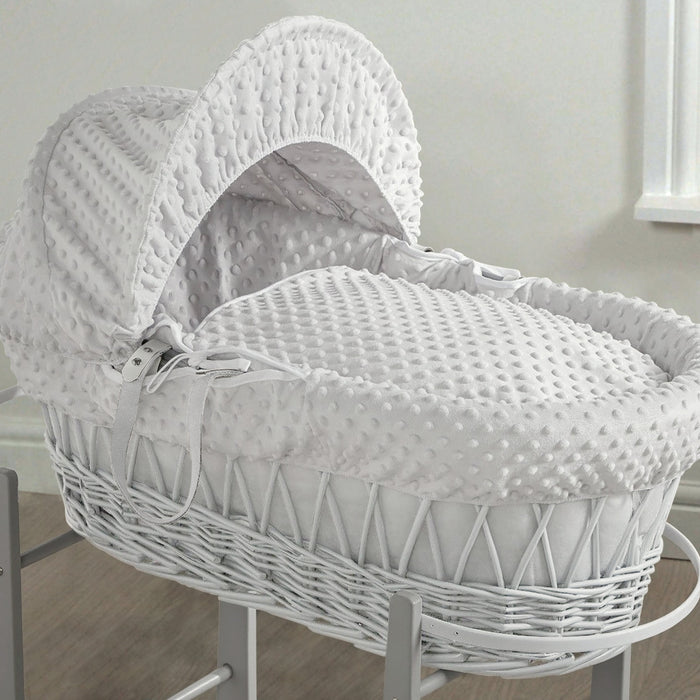 White Wicker Basket & White Popcorn Dressing
