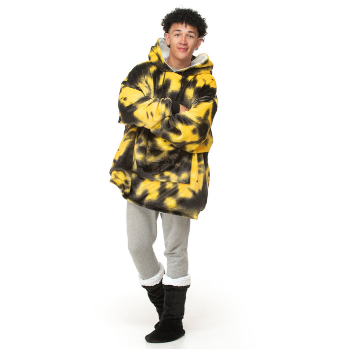 Black and Yellow Tye Dye Oversized Hoodie