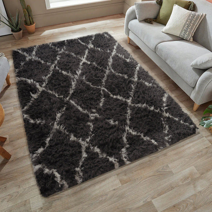 Linhas Scandi Grey Teddy Fur Floor Rug
