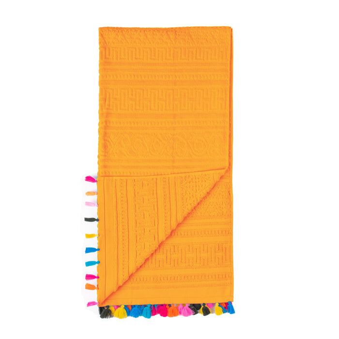 Orange Velour Tassle Beach Towel