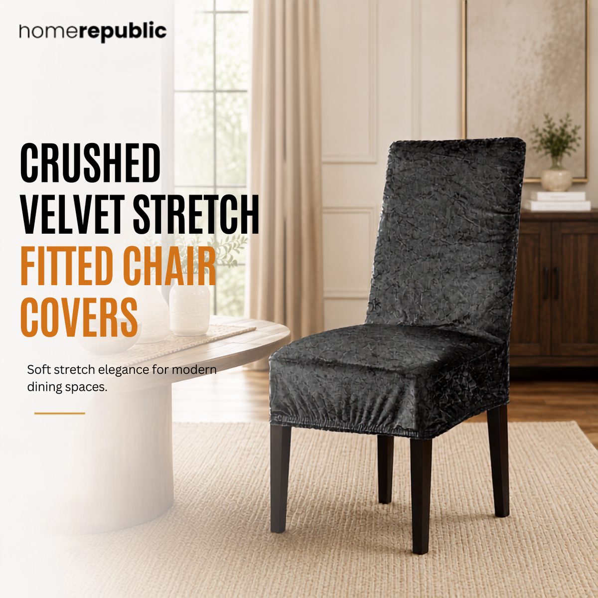 Home Republic Crushed Velvet Stretch Fitted Chair Covers