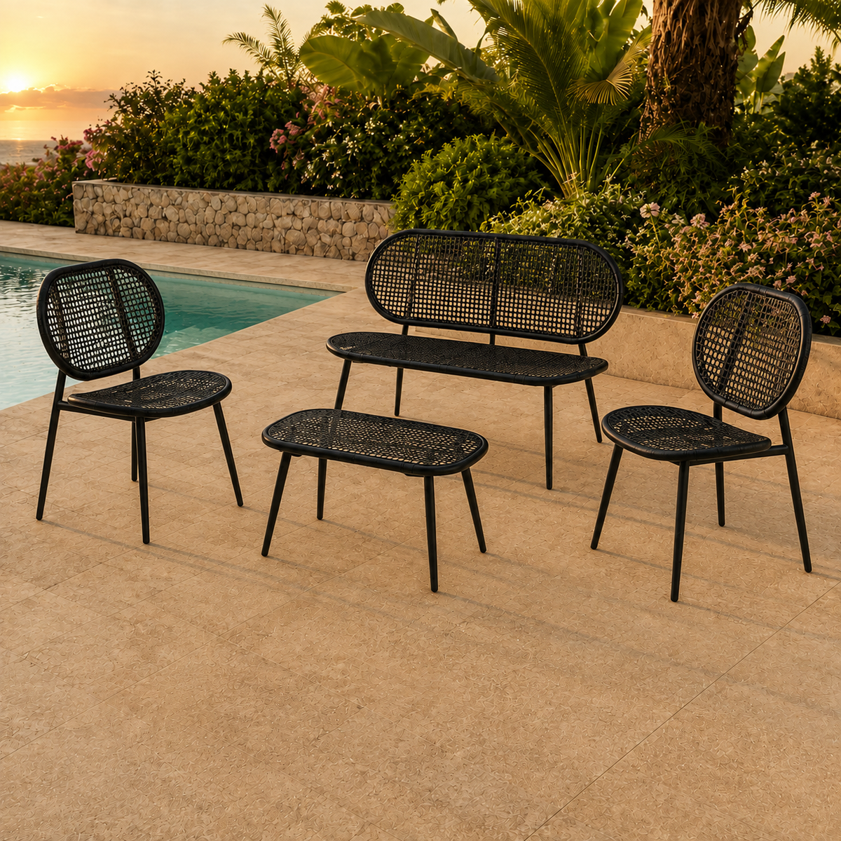 Home Republic Capri 4 Piece Garden Sofa And Tabe Set