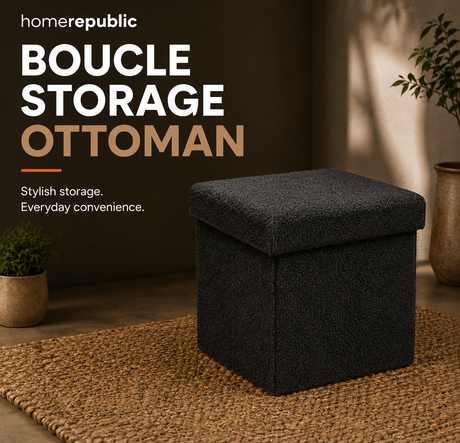 Home Republic Foldable Boucle Storage Ottoman